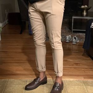 ASOS Skinny Tan Cuffed Dress Pants